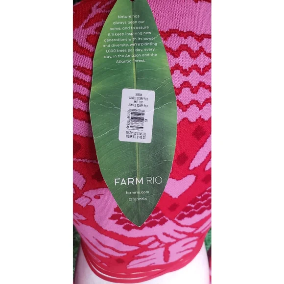 Farm Rio Red Jungle Scarf Knit Top - Picture 6 of 8